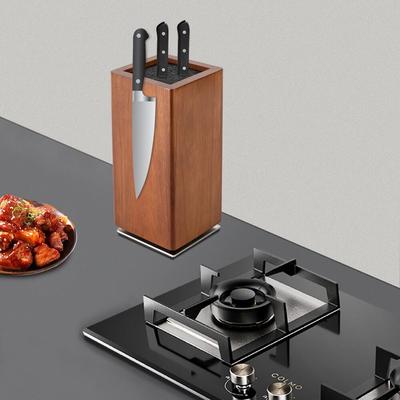 TEMU Magnetic Knife Block Without Knife 360 ° Rotating Magnetic Knife Holder Wood Knife Blocks Kitchen Knife Organizer 4.3*4.3*9.7 In Image