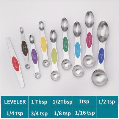 TEMU 9pcs Magnetic Measuring Spoons - Dual Sided For Liquid And Dry Ingredients - Fits In Spice Jars - Accurate Measurements Guaranteed Image
