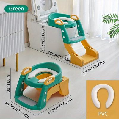 TEMU Easy-clean Folding Potty Training Seat With Step Stool Ladder - Comfortable, Non-slip Mat For Safe &