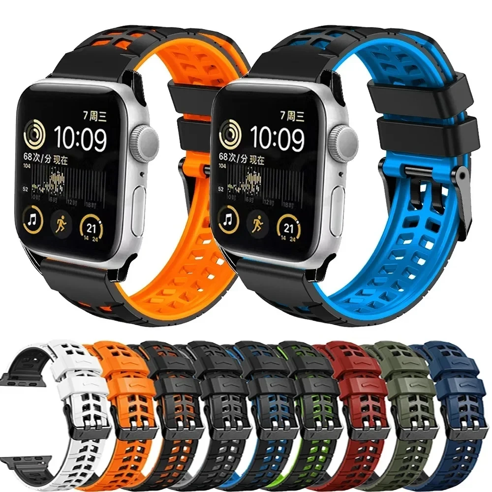 Atmungsaktives Silikonarmband für Apple Watch Ultra 2 49 mm Bandarmband Armband für Apple Watch Serie 9 8 7 SE 6 45 mm 44 mm 42 mm Image