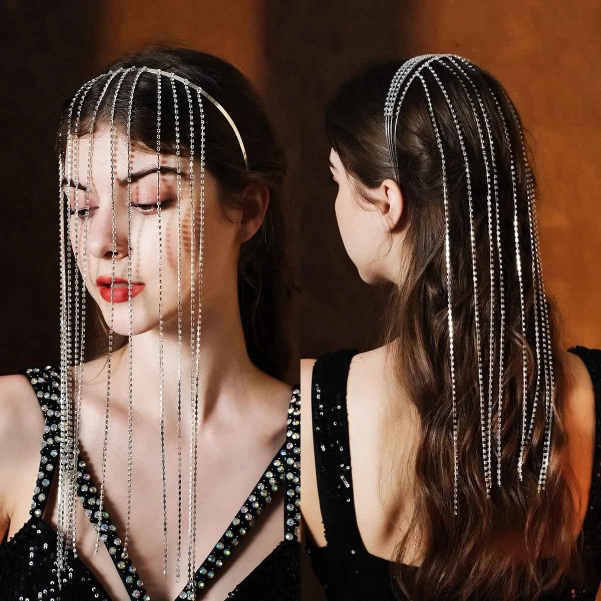 Europa und die Vereinigten Staaten Mode Quaste Haarband Exquisite Strass Haarbänder für Frauen Bankett Kopf Ornament Image