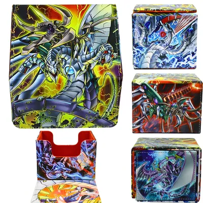 Handgemachte yu gi oh! Anime Card Box Lagerung Cyber Dragon Karten halter für Spielkarten sammlung Pu Leder hohe Kapazität Kinder geschenke Image
