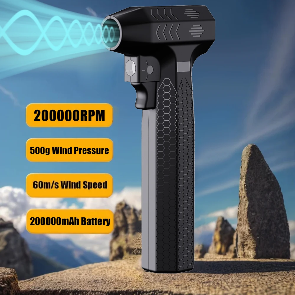 200000 Elektrisches Drehzahl-Luftgebläse, 40 mm bürstenloser Motor, Turbo-Jet-Lüfter, Hochgeschwindigkeits-Turbo-gewalttätiger Lüfter, wiederaufladbar über USB, leistungsstarker Staubwedel Image