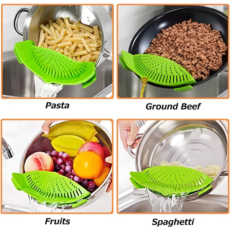 Pasta Obst Gemüse Sieb Silikon Clip-on Pan Topf Sieb Universal Hitzebeständige Pasta Topf Sieb Küche Gadgets