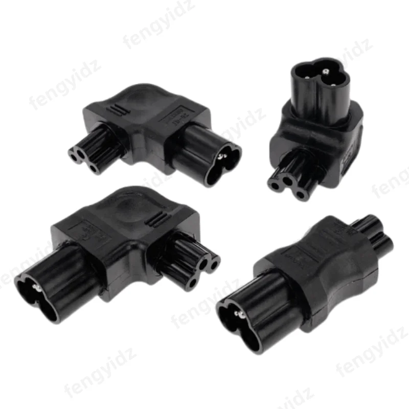 fengyidzIEC320 C5 auf C6 Verlängerungsnetzteil, C6 auf C5 Kleeblattform, 3-poliger Stecker auf Buchse, rechtwinkliger, seitlich gebogener Stromanschluss Image