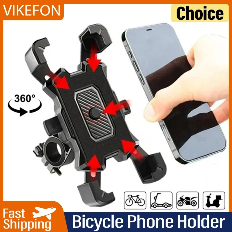 VIKEFON 360 ° Supporto per telefono per bicicletta elettrica girevole per iPhone Equitazione MTB Bike Moto Staffa per supporto per moto Ciclismo antiscivolo