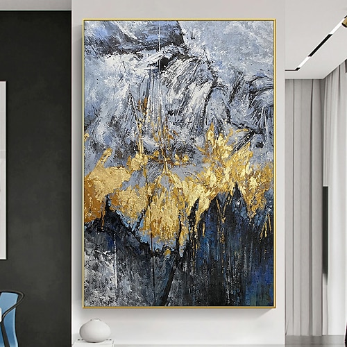 Mintura handgefertigte abstrakte Landschaftsölgemälde auf Leinwand, Wandkunst, Dekoration, modernes Bild für die Inneneinrichtung, gerolltes, rahmenloses, ungedehntes Gemälde Image