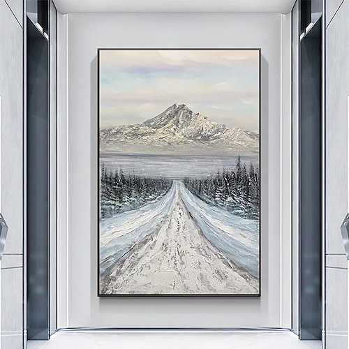 Mintura handgefertigte abstrakte Landschaftsölgemälde auf Leinwand, Wandkunst, Dekoration, modernes Bild für die Inneneinrichtung, gerolltes, rahmenloses, ungedehntes Gemälde Image