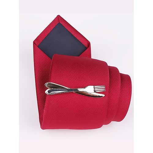 Vergoldete Krawattenklammer für Herren mit Gabel, Messer und Hammer – einzigartiges und stilvolles Design – perfekt für Hochzeiten, formelle und kreative Anlässe Image