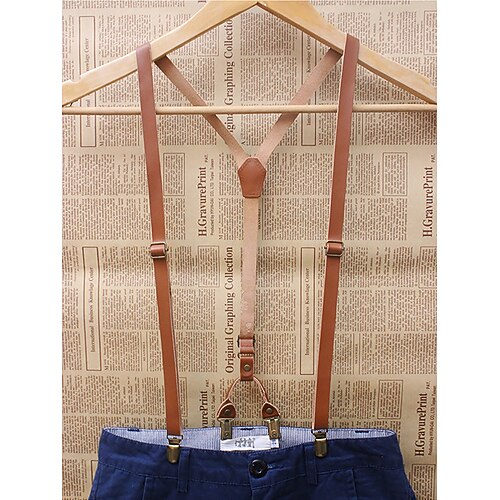 Hosenträger-Set aus Leder für Herren – verstellbare Y-Back-Hosenträger mit Clips – elegante Mode für Hochzeiten, formelle Anlässe und den Alltag Image