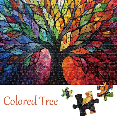 1000 Pieces Colored Tree Jigsaw Puzzle Home Decor Adults Puzzle Games Family Fun Floor Puzzles