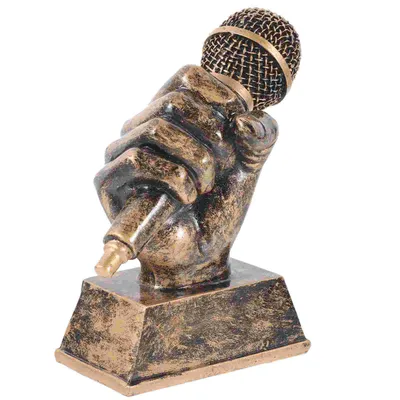Golden Microphone Music Trophies Resin Trophy For Karaoke Award Mini Sculpture Souvenirs Singing