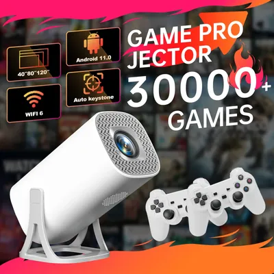 S40GE Android 11 Gaming Projector 64GB TF Card Wireless Gaming Controller Dual WIFI 1280*720P Home