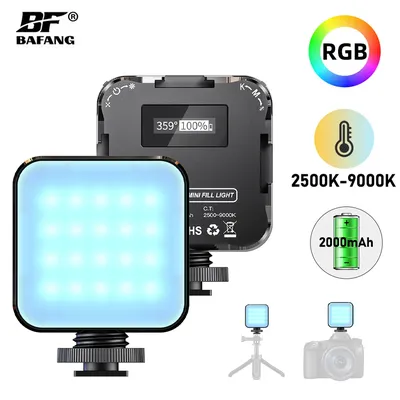 BAFANG Mini RGB Fill Light Photography Camera Video Light CRI95+ 2500-9000K LCD Display Cold Shoe