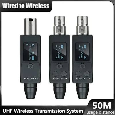 2 Channel UHF Wireless Microphone Converter XLR Transmitter And Receiver For Dynamic Mic Guitar