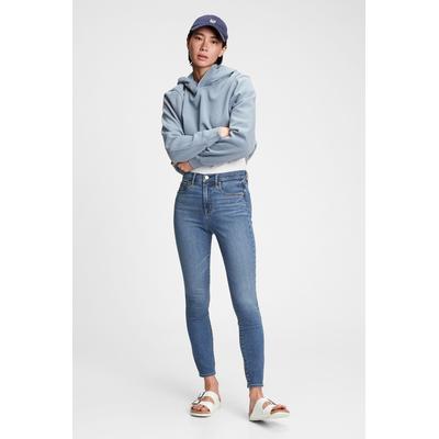 Gap Womens Mid Indigo Blue High Waisted Classic Stretch True Skinny Jeans - Mid Indigo Blue