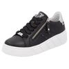Plateausneaker RIEKER SPORT, Damen, Gr. 41, schwarz-weiß (schwarz, weiß), Leder, kontrastfarbene Details, sportlich, Schuhe, Freizeitschuh, Halbschuh, Schnürschuh mit seitlicher Perforation
