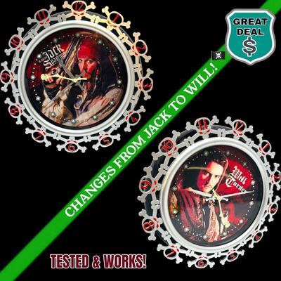 Disney Accents | Disney Pirates Of The Caribbean 10 Inch Quartz Wall Clock. Tested & Works! Rare! | Color: Black/Red | Size: Os