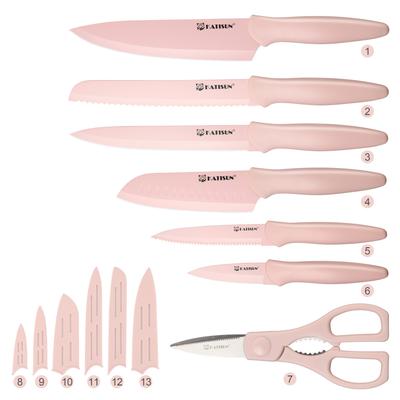 TEMU 13 Piece Coating Stainless Steel Knives Set, Anti-rust And Dishwasher Safe, 6 Knives With 6 Blade Covers And Shear