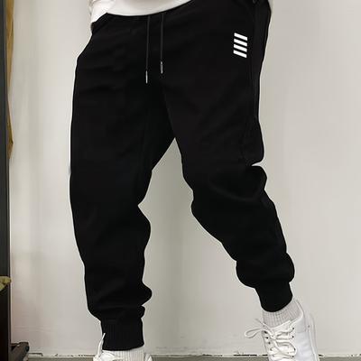 TEMU White Print Men's Casual Sweatpants, Comfortable Autumn And Winter Sweatpants, Casual Outdoor Joggers