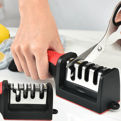 TEMU 4-stage Professional Knife Sharpener For Kitchen - & Ceramic Sharpening Stones, Grip Handle, Easy Clean Detachable Head - Non-food Contact, Construction