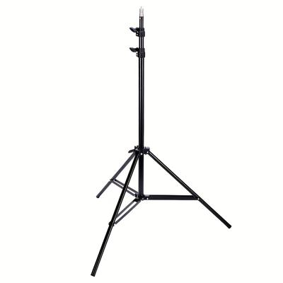 TEMU 1pc Professional Alloy & Iron Photography Tripod Stand, 2m Adjustable Height, Portable Folding Tripod For Outdoor Camping, Live Streaming, And Studio Lighting - No Battery Required