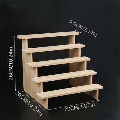 TEMU Handcrafted Wooden Figure Display Stand, Multi-tier Decorative Shelf For Perfume And Collectibles