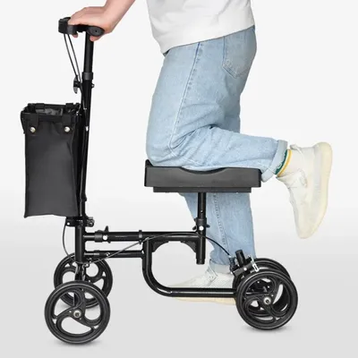 Elderly Four-wheeled Walker, Ankle Injury Walker, Elderly Foldable Scooter, Adjustable Knee Crutch