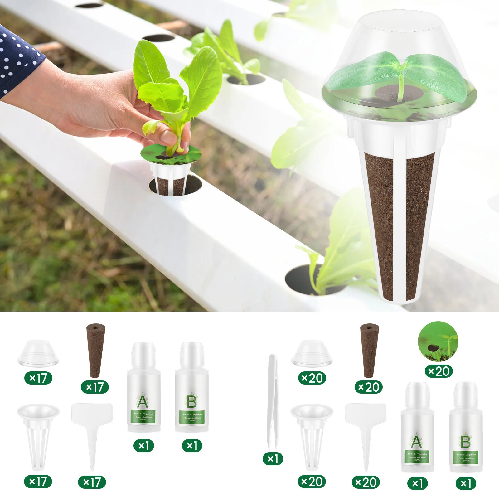 Hydroponic Pods Kit Kunststoff-Samenpad-Kit Gute Wasserspeicherung Hydroponic Growing Kit fördert das Wachstum Seed Starter Pods Kit Image