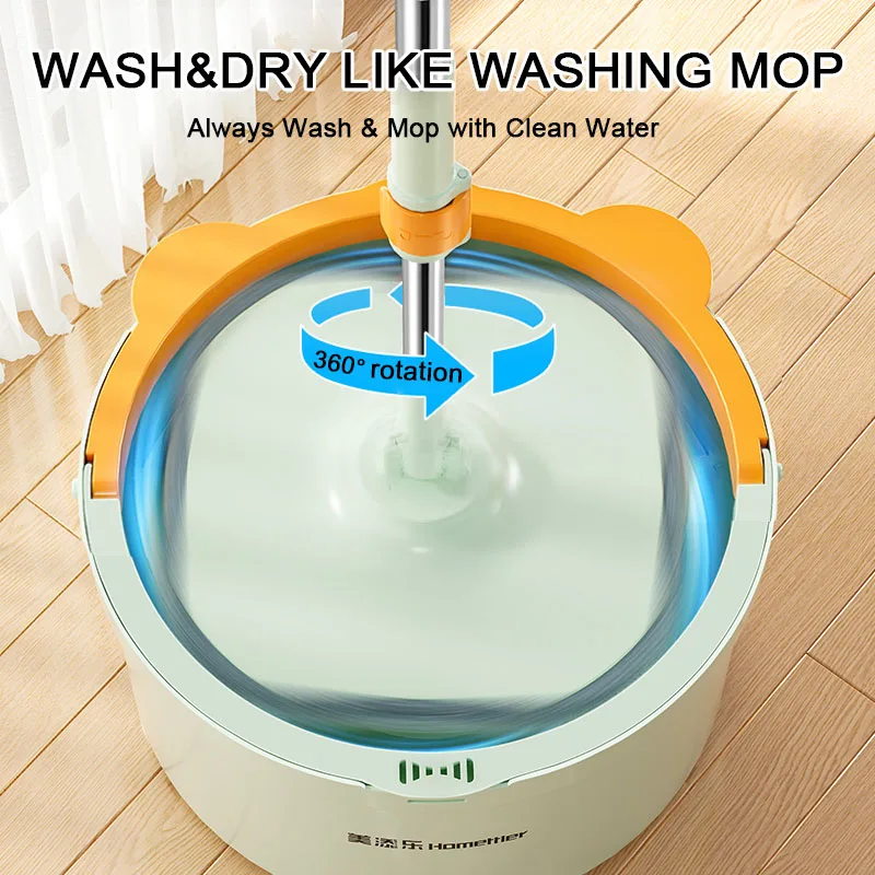 Dirty Separation Mops Bodenreinigungswerkzeuge 360° ° Spin Easy To Drain Squeeze Mop Haushaltsreinigung Home Bodenwischer Austauschbare Köpfe Image