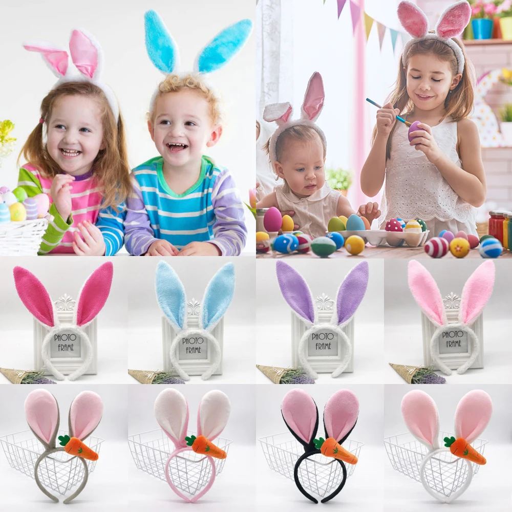 1Pc Ostern Kaninchen Ohr Stirnbänder Bunte Bunny Ohr Haarband Für Erwachsene Kinder Ostern Geburtstag Party Dekoration Kostüm Requisiten Suppl Image