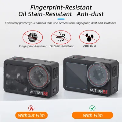 1/2 Set gehärtete Glas folie für Dji Osmo Action 5 Pro Action Kamera Ultra-Clear Kamera Objektiv Displays chutz Kamera Zubehör