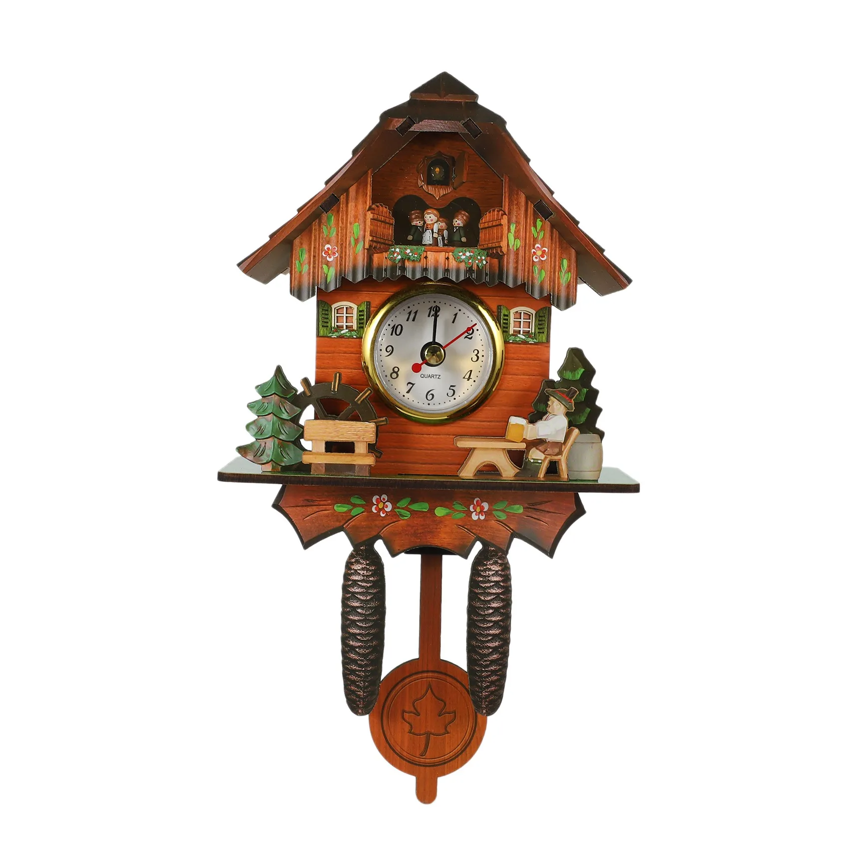 Antike hölzerne Kuckuck Wanduhr Vogel Zeit Glocke Schaukel Wecker Home Art Dekor 006 Image