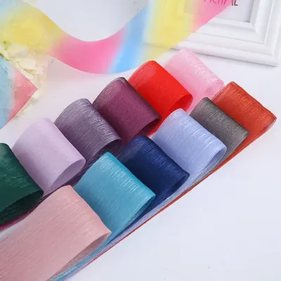 50 Yards 6CM Stripe Fold Snow Yarn Ribbon DIY Handmade Materials Headwear Bow For Hair Bows Tie
