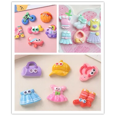 Cute Cartoon Scooters Cycling Clothes Hat Flatback Resin Cabochon DIY Scrapbook for Jewelry Children