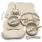 14pcs Silicone Baby Meal Tray Suction Cup Compartment Baby Silicone Complementary Bowl Bib Feeding