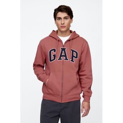 Gap Mens Red Relaxed Logo Zip Up Hoodie - Red