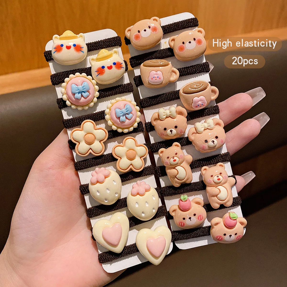 20 süße Cartoon-Gummibänder und süßes wind getriebenes Haarschmuck für den täglichen Gebrauch Image