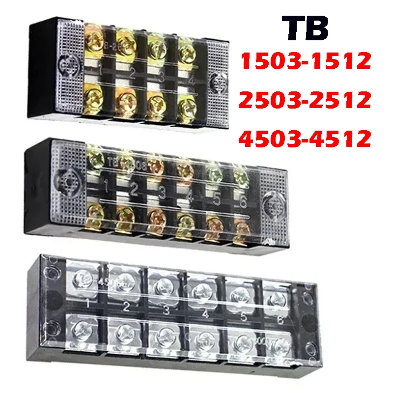 15 A/25 A/45 A 600 V zweireihiger Barriere-Schraubklemmenblock-Drahtverbinder TB-Serie 3/4/5/6/8/10/12 PIN optional TB-1503 TB-2503 Image