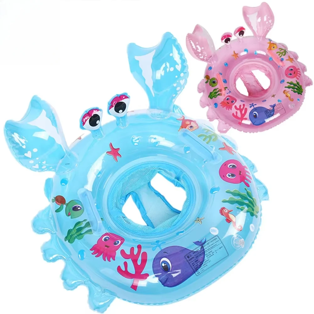 Baby Schwimmen Ring Wasser Spielzeug Cartoon Krabben Form mit Mesh Sitze Indoor Outdoor Pool Badezimmer Kind Aufblasbare Float Sitz