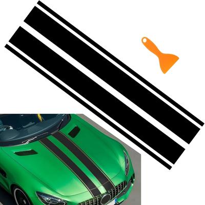 TEMU 1pc Vinyl Car Hood Decal Sticker - Self-adhesive Racing Stripe For Front Exterior Decoration, Single Use Auto Body Modification Accessory Image