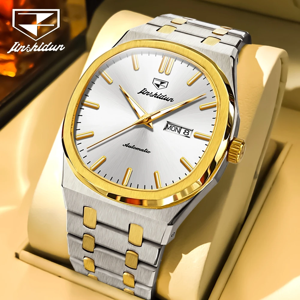 JSDUN Neue Hohe Qualität Automatische Mechanische Uhr für Männer Original Luxus Wasserdicht Leuchtenden Edelstahl Mode Männer Uhr Image