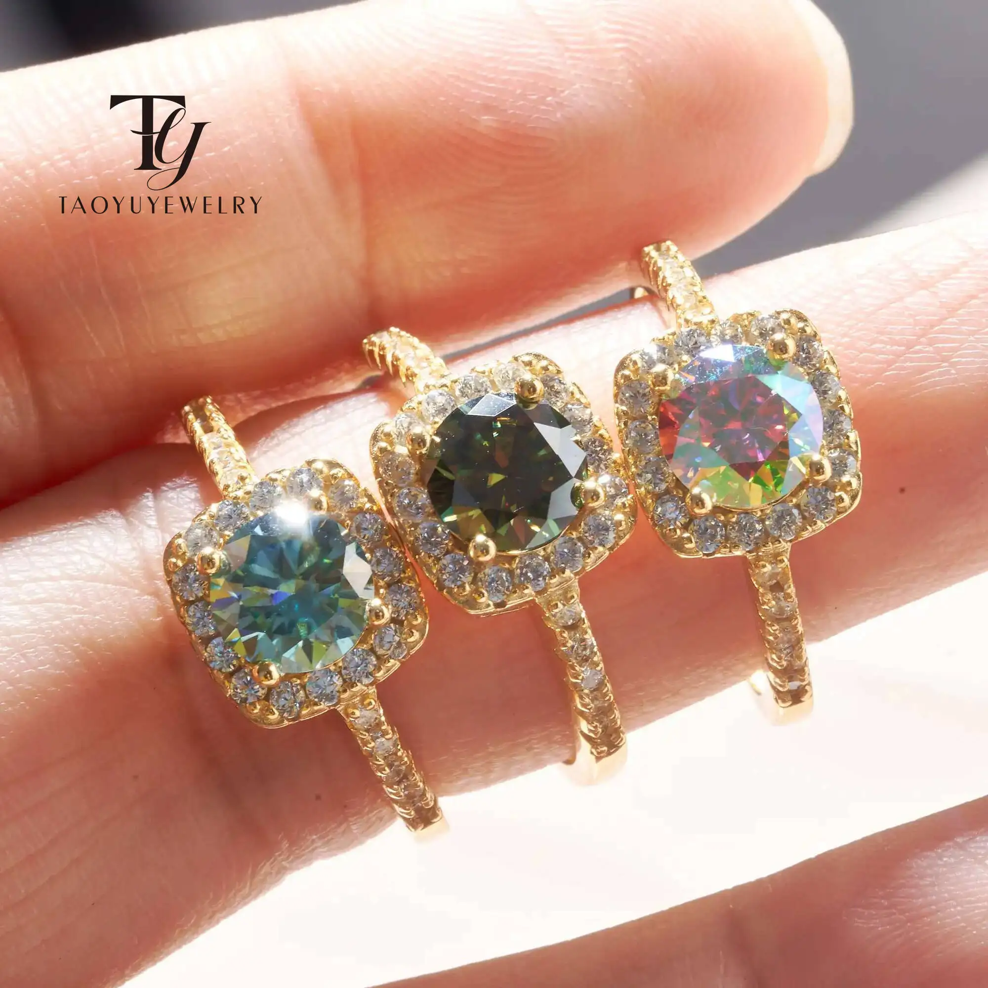 1 Karat ab Farbe Moissan ite Ring für Charm Lady Silber 6,5 Schmuck mit mm Stein mit Zertifikat Labor Diamanten Pass Test Image