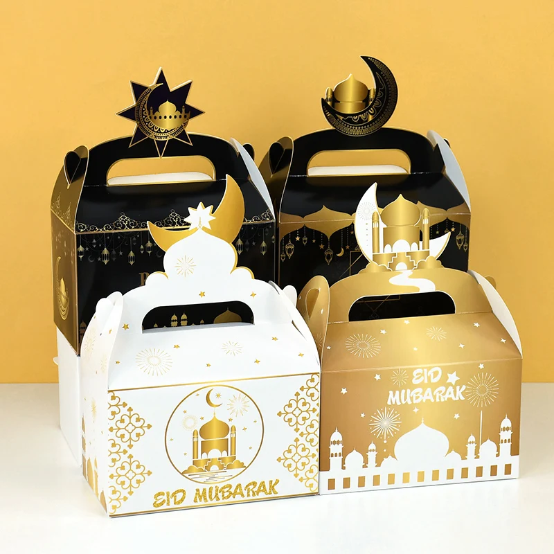 4/8/12pcs Eid Mubarak Candy Gift Box Ramadan Cookie Chocolate Boxes Eid Gift Packaging Bag Decoration 2025 Muslim Party Supplies