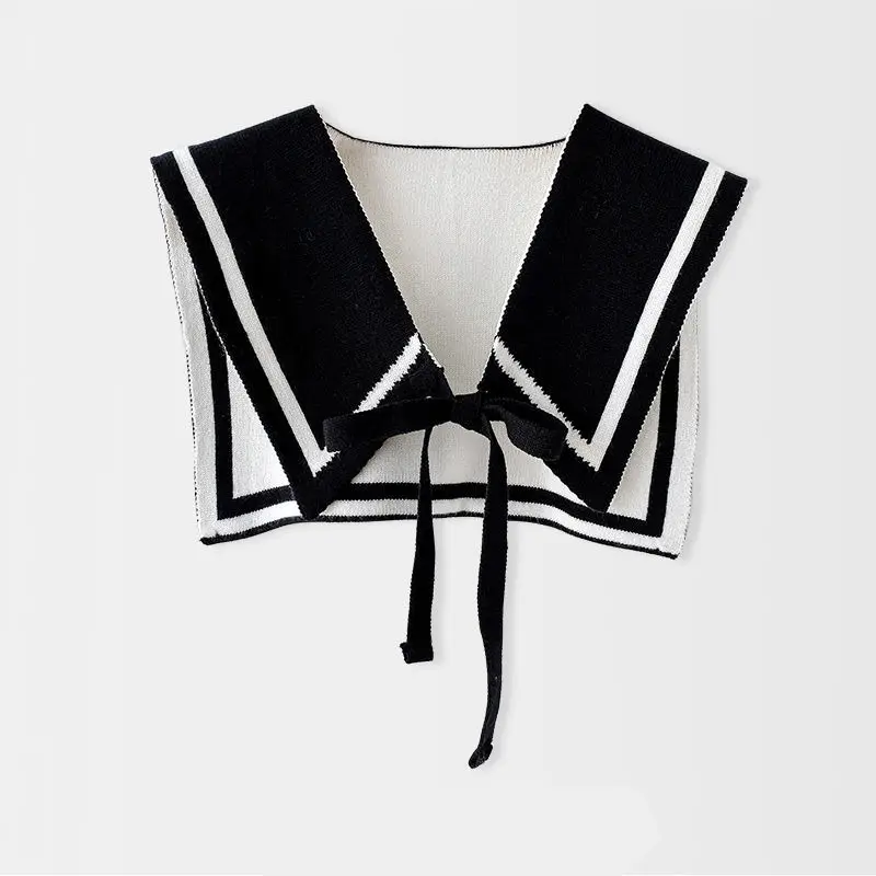Koreanische College Atyle Atripes Frauen Winter Bluse Schultern Umhang geknoteten Schal Hals schutz gefälschten Kragen Schal warm gestrickt Schal Image