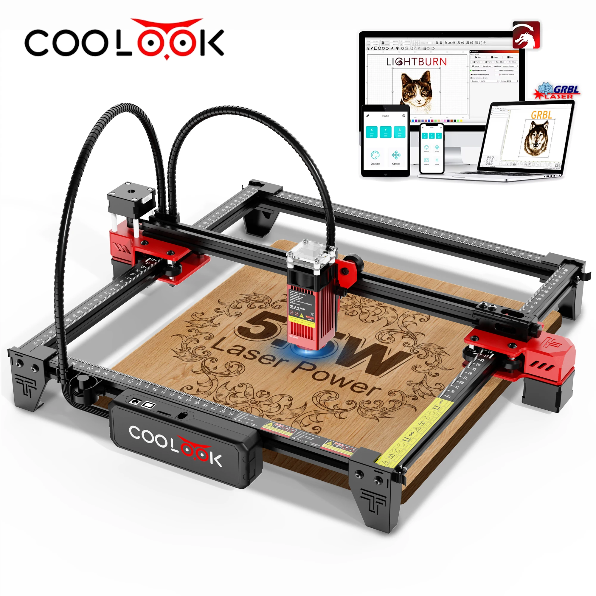 COOLOOK Lasergravurmaschine CK1-55 5,5 W Metall Glas Lasergravierer Wifi Steuerung MDF Holz Säure Acryl Schneidemaschine Image