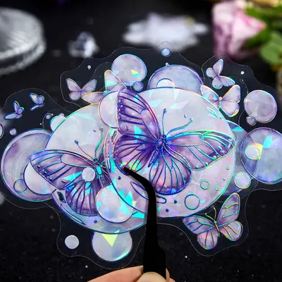Bunte Schmetterling Blase PET Toploader Kreative Deco Aufkleber DIY Scrapbooking Journaling Aufkleber Ästhetische Schreibwaren Image