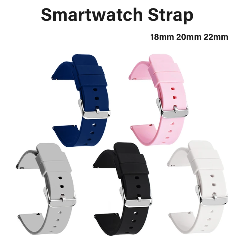 18/20/22 mm Silikon-Uhrenarmbänder mit Schnellverschluss, verstellbar, für Samsung Xiaomi-Uhren, wasserabweisendes, bequemes Band Image