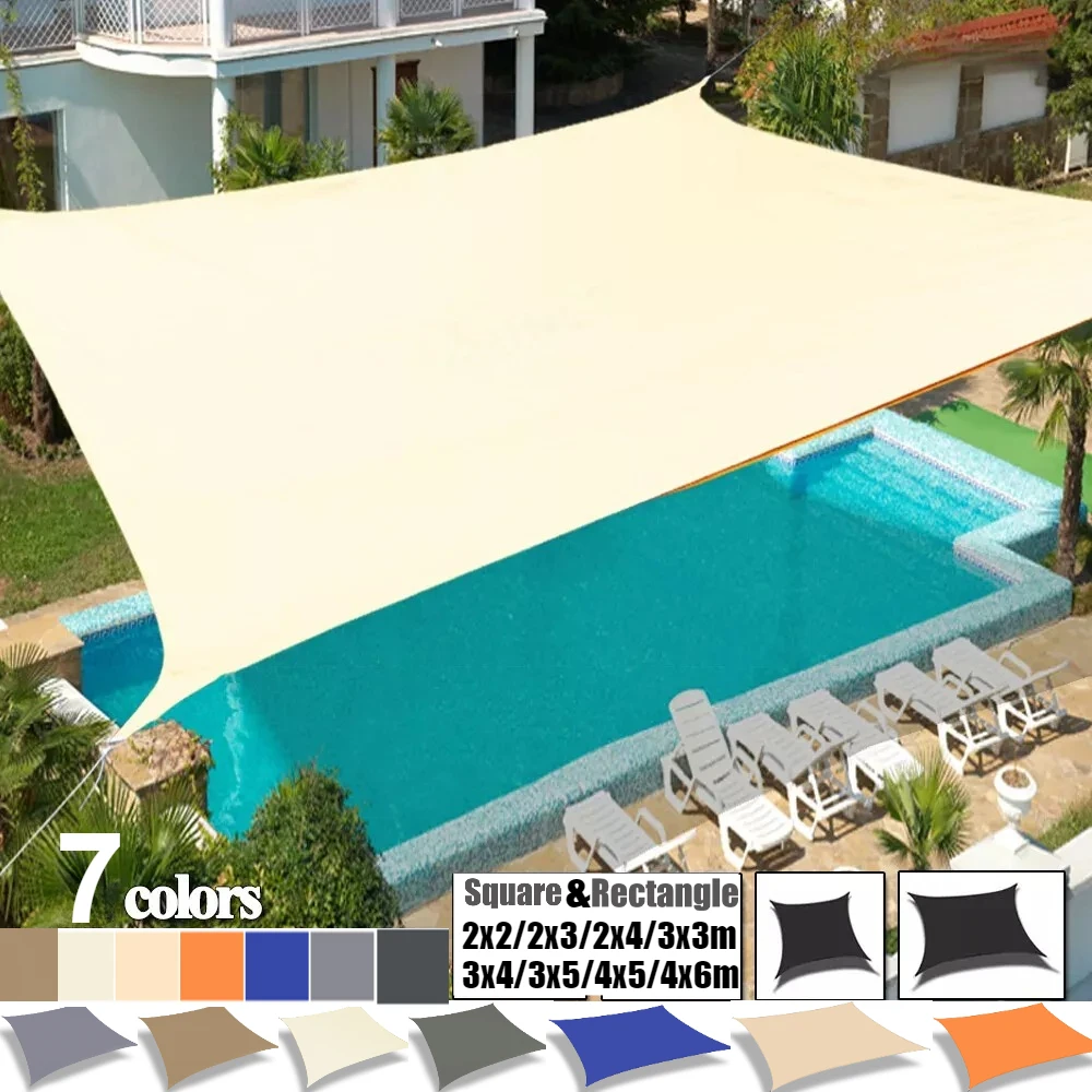 2x3/3x4/4x5/5x6M Sonnenschutz Segel Wasserdicht Outdoor Quadrat Rechteck Garten Terrasse UV Block Party Baldachin Pool Camp Markise Shelter Image
