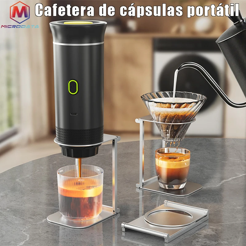 Cafetière à capsules électrique portable, cafetière à pression sans fil, cafetière à pompe chauffante, cafetière de voyage et de voiture, 3 en 1